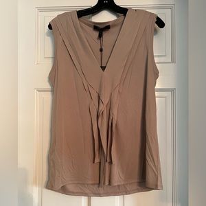BCBG v neck blouse, beige.